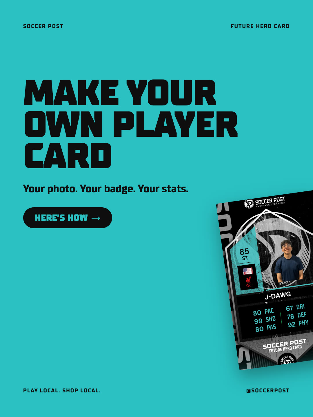 Future Hero Card carousel. Cover slide: Make your own player card